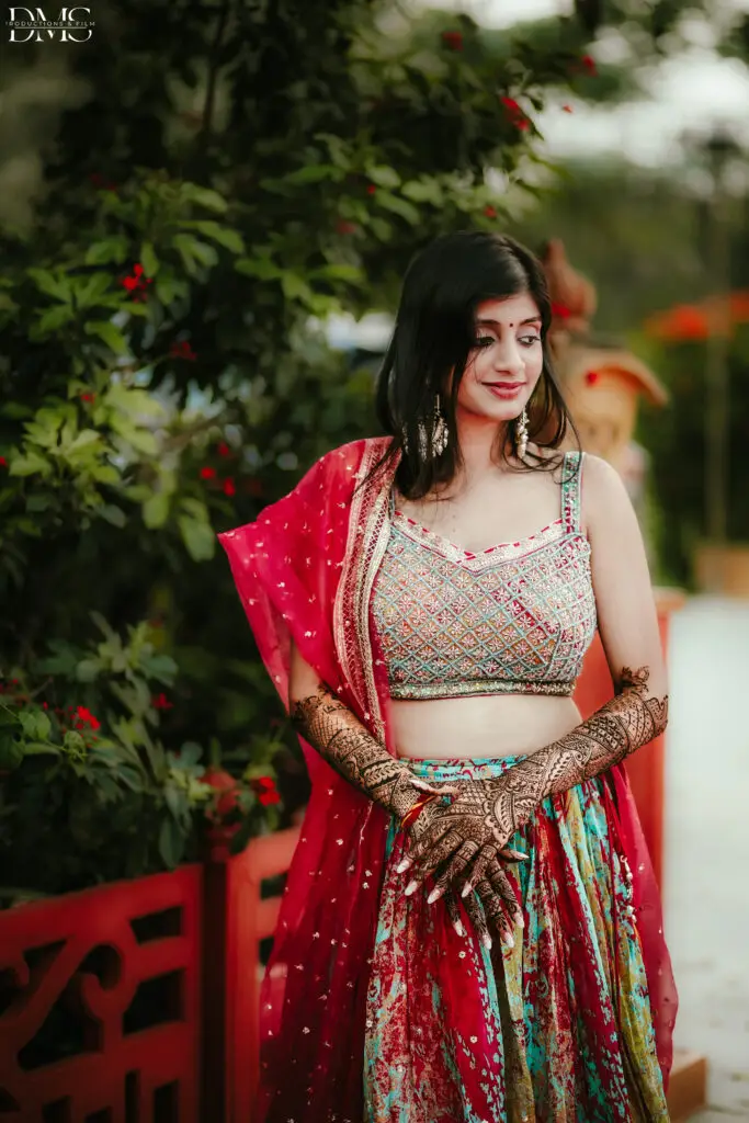 Portrait photograph of Bride on mehndi in Hyderabad