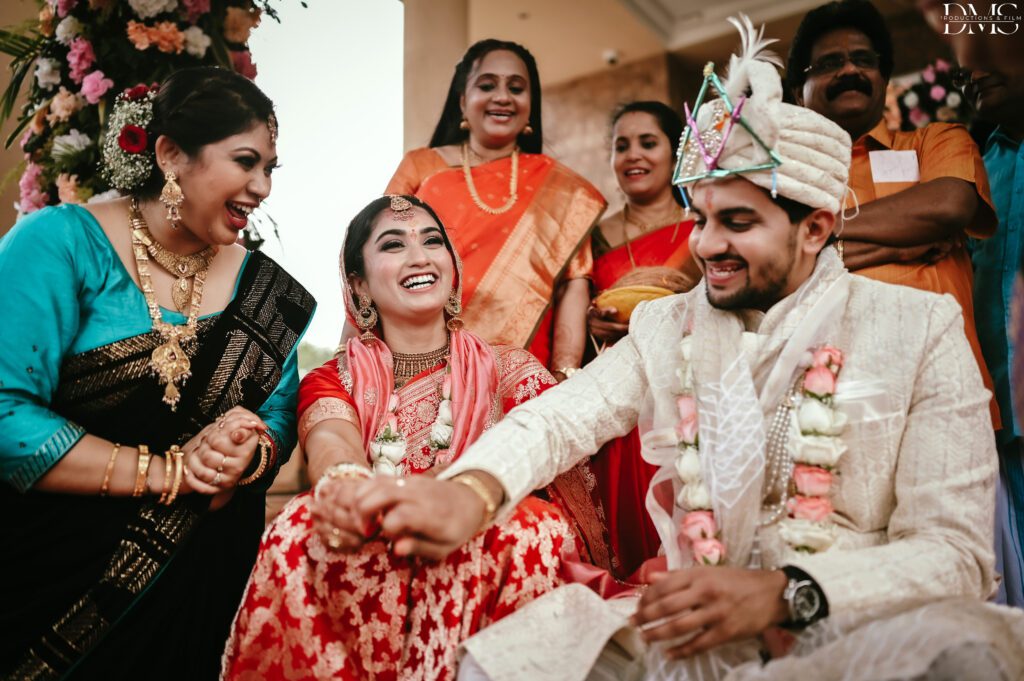 couple Wedding photography in Hyderabad doing rituals