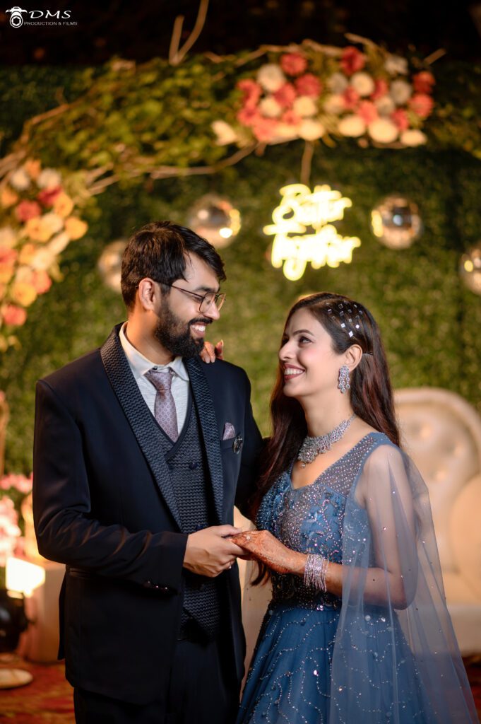 candid photography of Wedding Couple on their Engagement where they look at each other